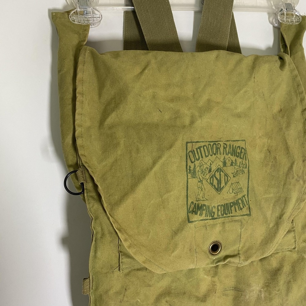 Vintage Outdoor Ranger Canvas Shoulder Bag Green Camping Pack Rucksack One Size - Picture 4 of 14